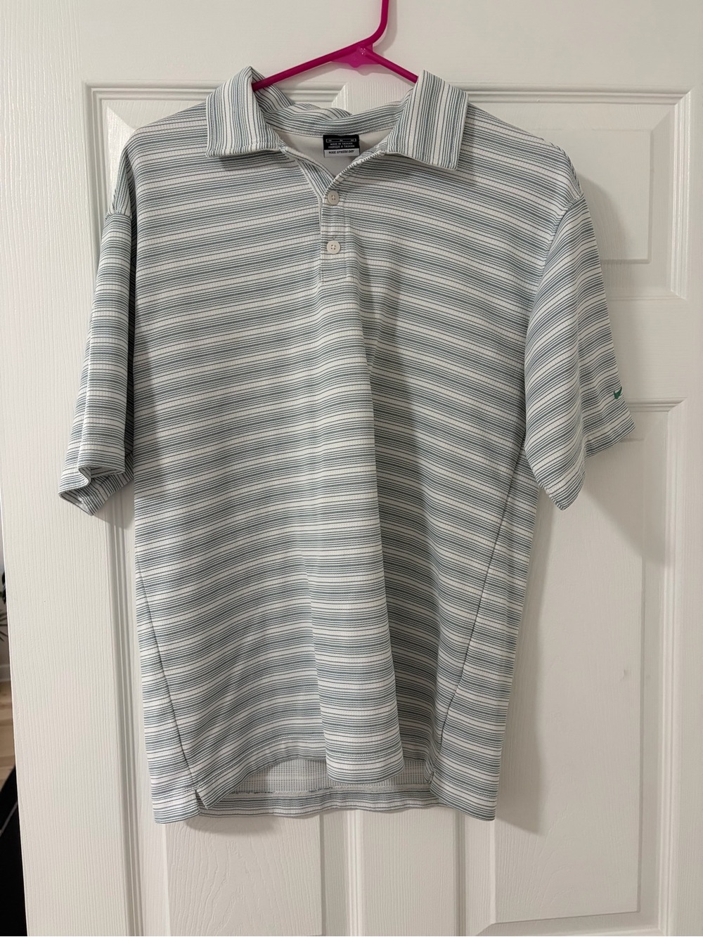 Nike Men’s Blue and White Striped Polo
